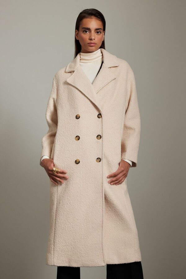 Trendyol Light Beige Boucle Regular Long Wool Coat