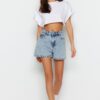 Trendyol Light Blue Denim Shorts
