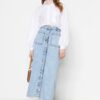 Trendyol Light Blue Double Pocket Buttoned Front High Waist Maxi Denim Jeans Skirt