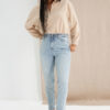 Trendyol Light Blue High Derék Slim Mom farmer