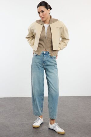 Trendyol Light Blue High Waist Barrel Baggy Jeans