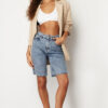 Trendyol Light Blue High Waist Denim Bermuda