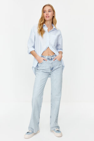 Trendyol Light Blue High Waist Wide Leg Jeans