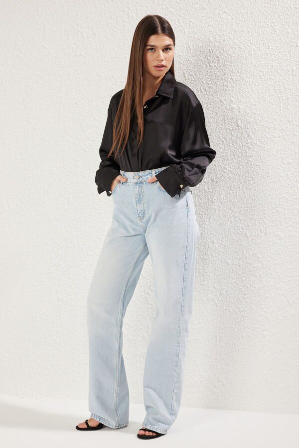 Trendyol Light Blue Low Waist Wide Leg Jeans
