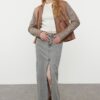 Trendyol Light Blue More Sustainable Slit Maxi Denim Skirt