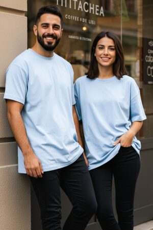 Trendyol Light Blue Oversize/Wide Cut 100% Cotton T-Shirt