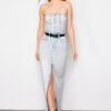 Trendyol Light Blue Slit Strapless Maxi Denim Dress