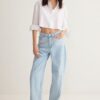 Trendyol Light Blue Stitch Detailed High Waist Barrel Baggy Jeans