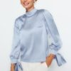 Trendyol Light Blue Tie Detailed Woven Blouse