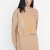 Trendyol Light Brown Front Printed Soft Pile Thick Knitted Sweatshirt