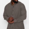 Trendyol Light Brown Regular Fit Button-down Collar Flannel Winter Plus Size Shirt