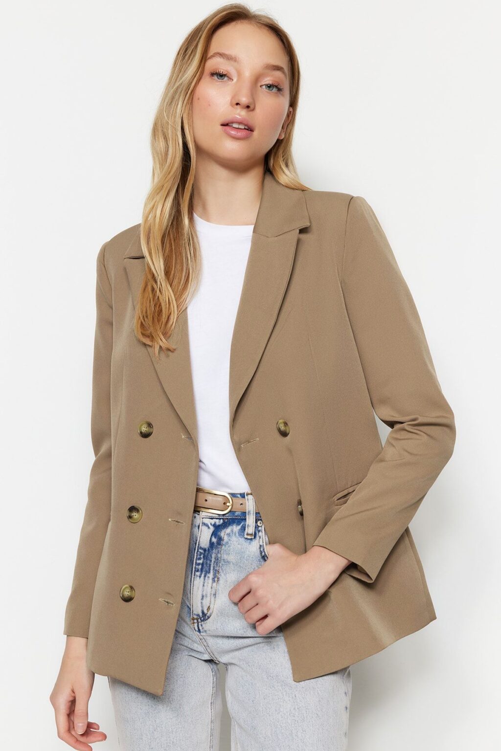 Trendyol Light Brown Regular Lined Woven Blazer Jacket
