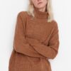 Trendyol Light Brown Wide Pattern Soft Texture Knitwear Sweater