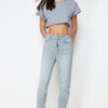 Trendyol Light Gray High Waist Slim Mom Jeans