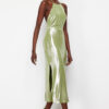 Trendyol Light Green Metallic Look Knitted Dress