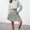 Trendyol Light Khaki Pleated Mini Woven Skirt