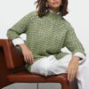 Trendyol Light Khaki Stand Collar Openwork/Hole Knitwear Sweater