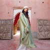 Trendyol Light Khaki Tassel Detailed Satin Weave Kaftan Evening Dress Jalabiya Dress