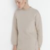 Trendyol Light Mink Slit Detailed Basic Knitted Sweatshirt