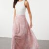 Trendyol Light Pink A-line Pattern Flared Lined Chiffon Fabric Maxi Length Woven Skirt