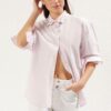 Trendyol Light Pink Collar Stone Detail Oversize Woven Shirt