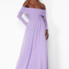 Trendyol Lilac A-Cut Carmen Neckline Knitted Tulle Long Evening Evening Dress