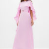 Trendyol Lilac Belted Cape Detailed Elegant Woven Evening Dress