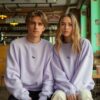 Trendyol Lilac Crew Neck Oversize/Wide Cut Polar Fleece Inside Dinosaur Embroidery Sweatshirt