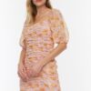 Trendyol Lilac Drape Detailed Floral Print Dress