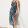 Trendyol Lilac Ethnic Patterned Belted A-Line Tassel Detailed Maxi Lined Chiffon Woven Dress