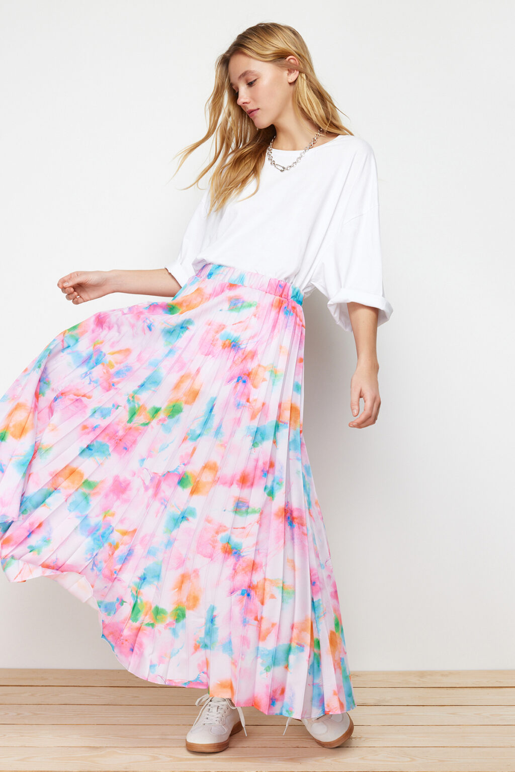 Trendyol Lilac Floral Pattern Pleated