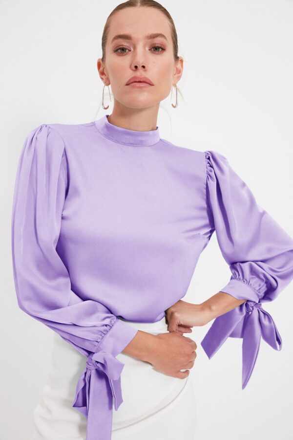 Trendyol Lilac Lacing Detail Woven Woven Blouse