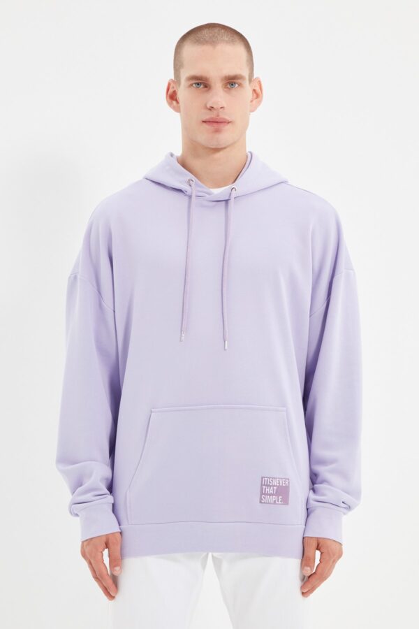 Trendyol Lilac Oversize/Wide Cut Hooded Fleece/Warm Sweatshirt