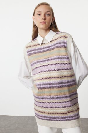 Trendyol Lilac Patterned Knitwear Sweater Trendyol Lilac Patterned Knitwear Sweater