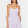 Trendyol Lilac Petite Strap Flounce ruha