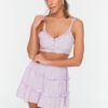 Trendyol Lilac Ruffle Detailed Beach Blouse-Beach Skirt Set