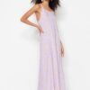 Trendyol Lilac Straight Cut Maxi szőtt viszkóz pántos mintás ruha