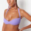 Trendyol Lilac Strapless Pleated Bikini Top