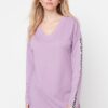 Trendyol Lilac Stripe Detailed V-Neck Knitted Dress