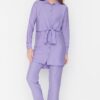 Trendyol Lilac Tie Waist Detail Shirt-Pants Woven Suit