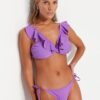 Trendyol Lilac Underwire Flounce Bikini felső