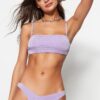 Trendyol Lilac V vágott ezüstös magas szárú bikini alsó