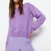 Trendyol Lilac Wide Fit puha textúrájú alap kötöttáru pulóver
