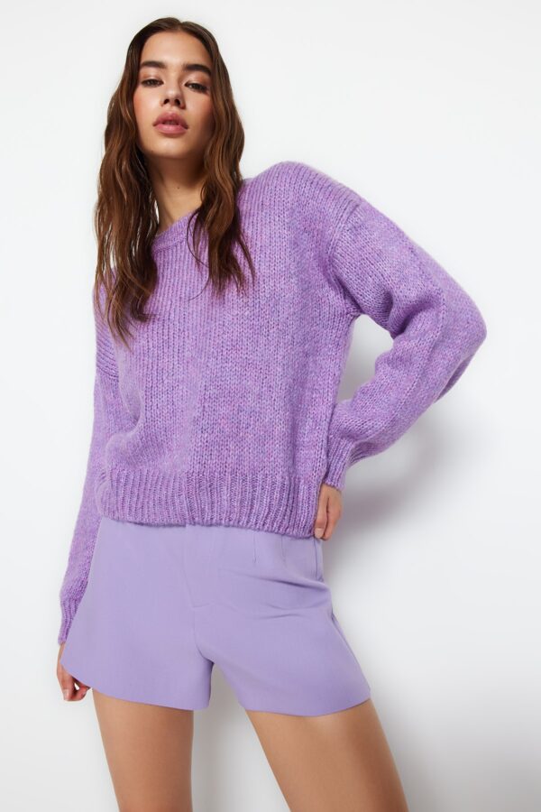 Trendyol Lilac Wide Fit puha textúrájú alap kötöttáru pulóver