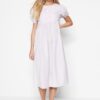 Trendyol Lilac Woven Brode Balloon Sleeve Midi Woven Dress