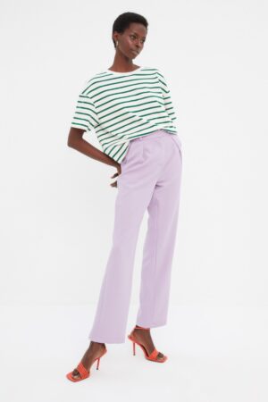 Trendyol Lilac széles szárú rakott szövött nadrág
