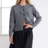 Trendyol Limited Edition Anthracite Soft Texture Stone and Feather Detailed Knitwear Cardigan