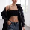 Trendyol Limited Edition Black 3D Floral Crop Bustier