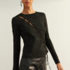 Trendyol Limited Edition Black Lace Detail ablak/kivágott kötöttáru pulóver