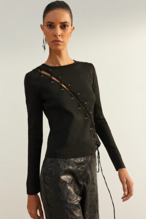 Trendyol Limited Edition Black Lace Detail ablak/kivágott kötöttáru pulóver Trendyol Limited Edition Black Lace Detail ablak/kivágott kötöttáru pulóver